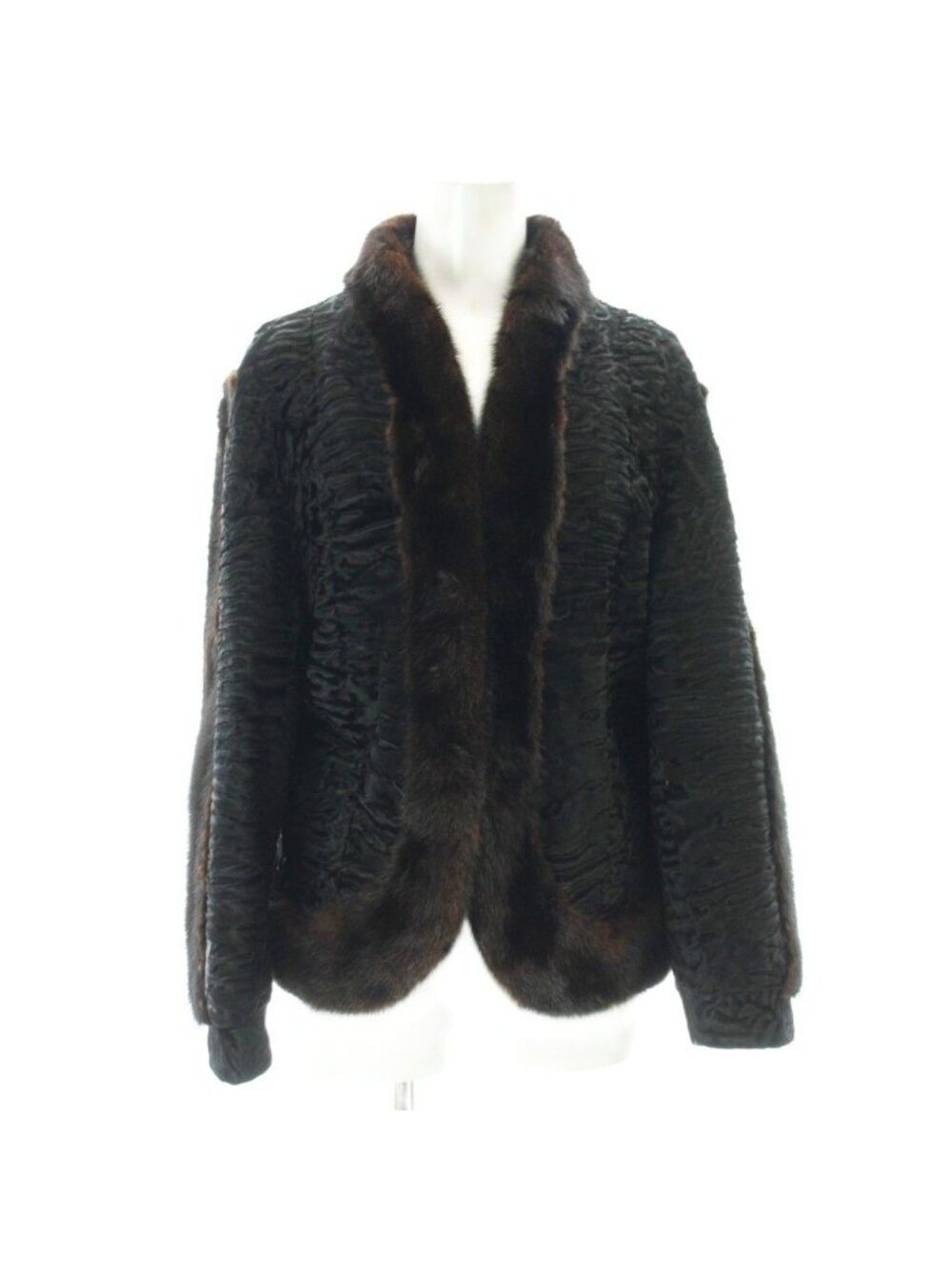 Dior Karakullam Mink Coat Fur Short Jacket Black Brown